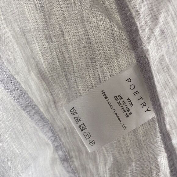 Poetry Linen Light Grey Short Sleeve Blouse Top Size US 6 - Picture 7 of 12